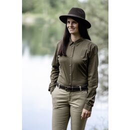 Blaser Damen Bluse Stretch Sergia Dunkeloliv Kariert