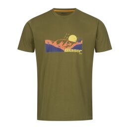 Blaser Herren T-Shirt Allg&auml;u Mountain Dunkeloliv