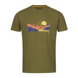 Blaser Herren T-Shirt Allgäu Mountain Dunkeloliv