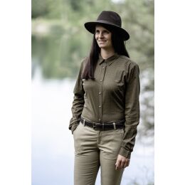 Blaser Damen Bluse Stretch Sergia Dunkeloliv Kariert 38