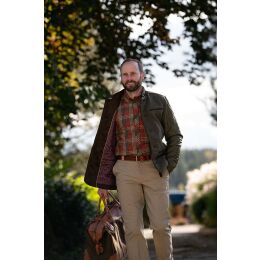 Blaser Herren Leinenhemd Levin Braun/Rot Kariert L