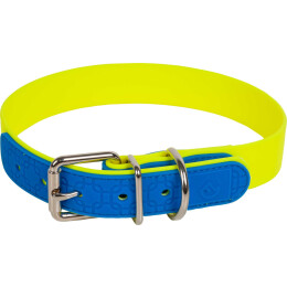 Farm-Land Hundehalsband, robust und wasserfest Signalgelb/Blau 35