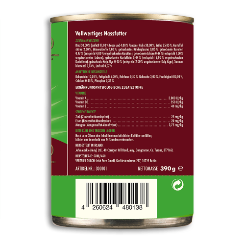 Irish Pure Hundenassfutter Irisches Weiderind & Freiland-Huhn Adult -, 2,99