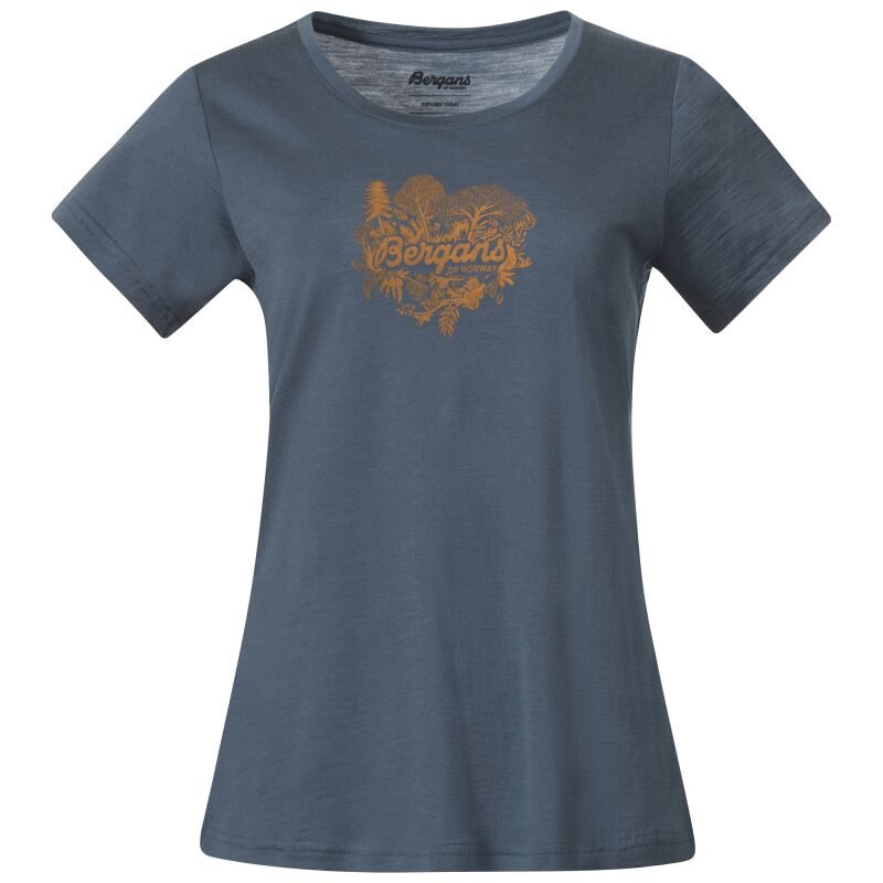 Bergans Damen T-Shirt Graphic Wool Tee Orion Blau XS