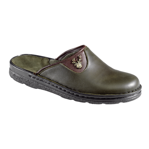 Fritzmann Herren Hausschuh Leder Grün Hirsch 43