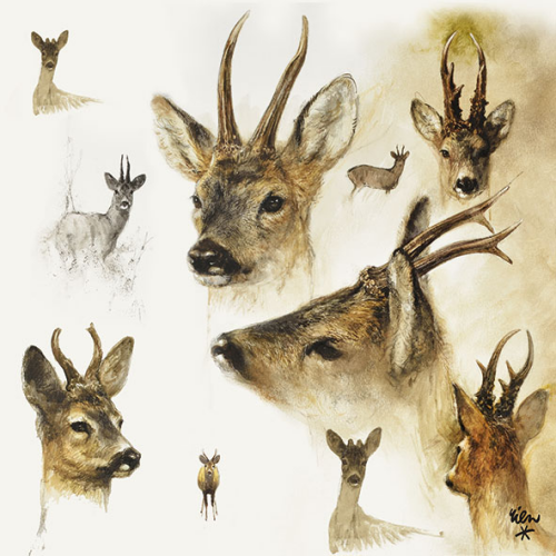 Fritzmann Zelltuch Servietten Portraits of Deer