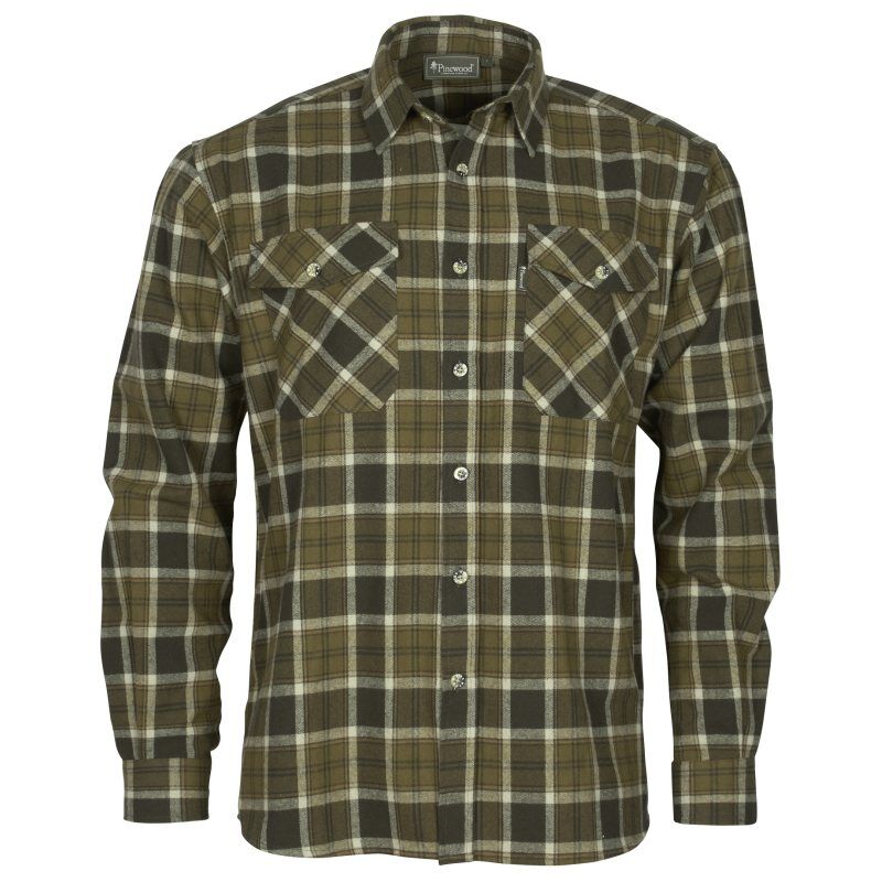 Pinewood Herren Flanellhemd Härjedalen H.Olive/Khaki L