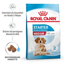 ROYAL CANIN Mittelgro&szlig;e Hunde Trockenfutter Medium Starter f&uuml;r tragende H&uuml;ndin und Welpen 15 Kg