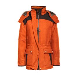 Rascher Damen Jacke Signal-Loden mit Kapuze orange-melange 38