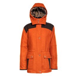 Rascher Damen Jacke Signal-Loden mit Kapuze orange-melange 38