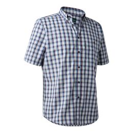 Deerhunter Herren Hemd Jeff Kurzarm Blau Kariert 37/38