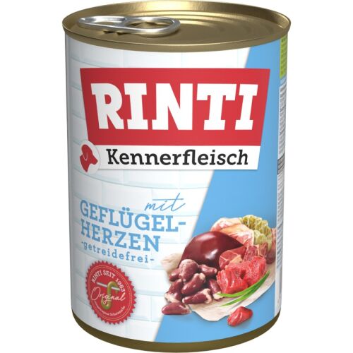 Rinti Hunde Nassfutter Dose Kennerfleisch Geflügelherzen 400g