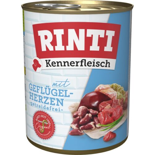 Rinti Hunde Nassfutter Dose Kennerfleisch Geflügelherzen 800g