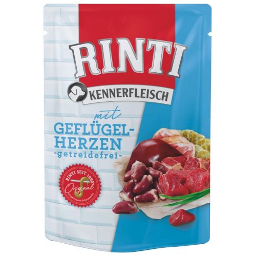 Rinti Hunde Nassfutter Frischebeutel Kennerfleisch Geflügelherzen 400g