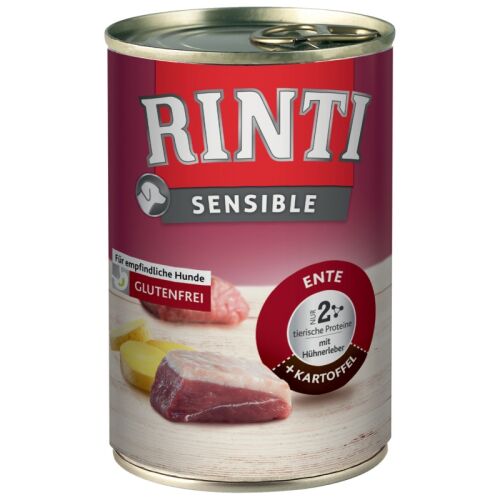 Rinti Hunde Nassfutter Dose Sensible Ente mit Hühnerleber & Kartoffel 400g