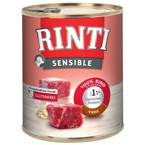 Rinti Hunde Nassfutter Dose Sensible Rind & Reis 800g