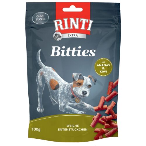 Rinti Hunde Snacks Beutel Bitties Ente mit Ananas & Kiwi 100g