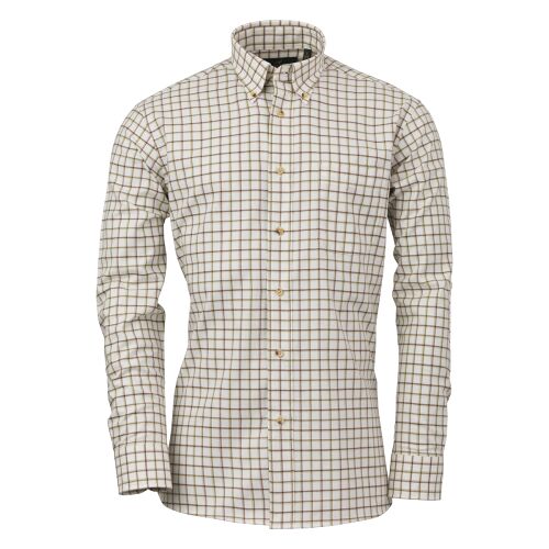 Laksen Herren Hemd Tom Organic Baumwolle Olive/Forestgreen/Brownie L