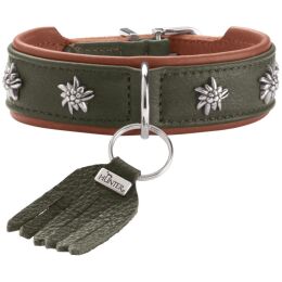 Hunter Hunde Halsband M&uuml;nchen Gr&uuml;n/Cognac 65 cm/L