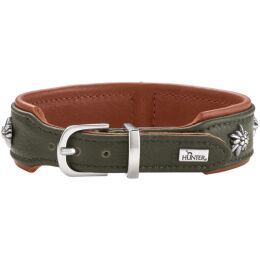 Hunter Hunde Halsband M&uuml;nchen Gr&uuml;n/Cognac 65 cm/L