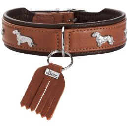Hunter Hunde Halsband Teckel M&uuml;nchen Cognac/Schwarz 42 cm/S