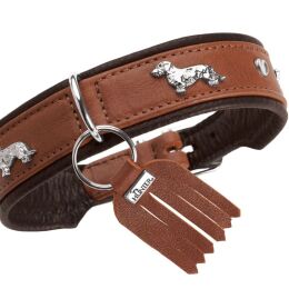 Hunter Hunde Halsband Teckel M&uuml;nchen Cognac/Schwarz 42 cm/S