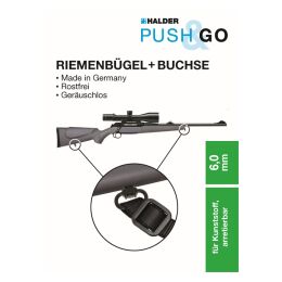 Halder Riemenb&uuml;gel+Buchse 6,0mm in Kunststoff arretierbar 23mm
