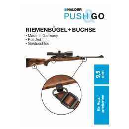 Halder Riemenb&uuml;gel+Buchse 9,5mm in Holz arretierbar 23mm