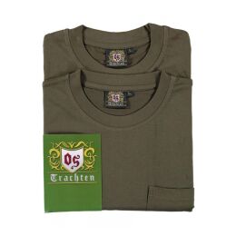 OS Trachten Herren T-Shirt Doppelpack Adam Oliv XL