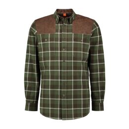 Tom Collins Herren Hemd 1/1-Arm Collin mit Lederpassen Oliv 47/48