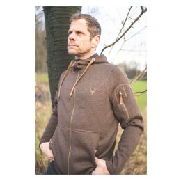 Tom Collins Herren Strick Fleece Jacke Farin Dunkelbraun L