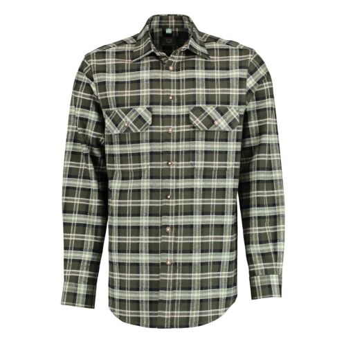 OS Trachten Herren Hemd 1/1-Arm Collin Flanell Oliv 41/42