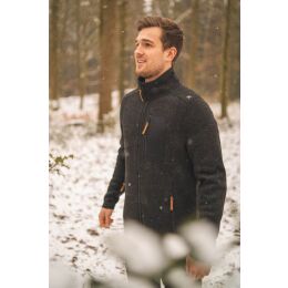 OS Trachten Herren Jacke Strick Fleece Fares Anthrazit 4XL