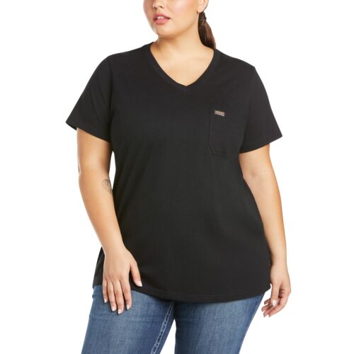 Ariat Damen T-Shirt Rebar® CottonStrong V-Neck Black M