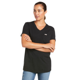 Ariat Damen T-Shirt Rebar&reg; CottonStrong V-Neck Black M