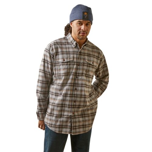 Ariat Herren Hemd Rebar® Work Flanell DuraStretch Grey S