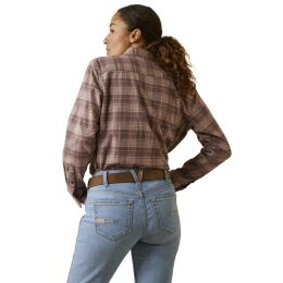 Ariat Damen Bluse Rebar&reg;  Work Flanell DuraStretch Pink-Brown XL