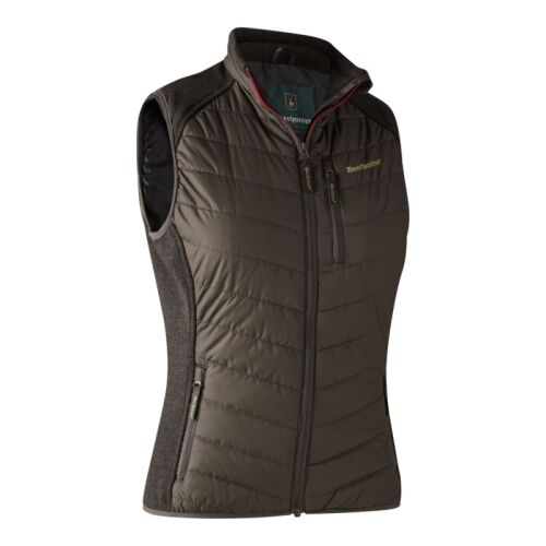 Deerhunter Damen Weste Lady Caroline Wattiert mit Strick Brown Leaf 40