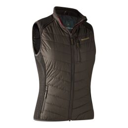 Deerhunter Damen Weste Lady Caroline Wattiert mit Strick Brown Leaf 40