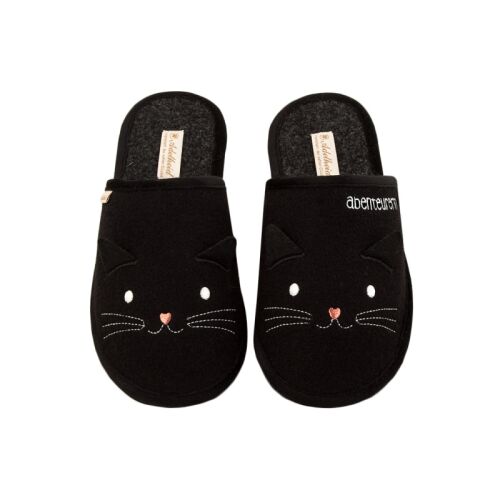 Adelheid Damen Filzpantoffel Abenteurerin Ohren pechschwarz 42/43