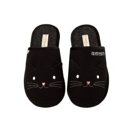 Adelheid Damen Filzpantoffel Abenteurerin Ohren pechschwarz 42/43