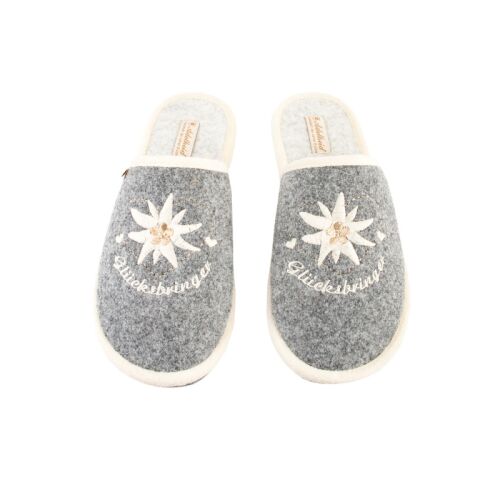 Adelheid Damen Filzpantoffel Glücksbringer mausgrau 38/39