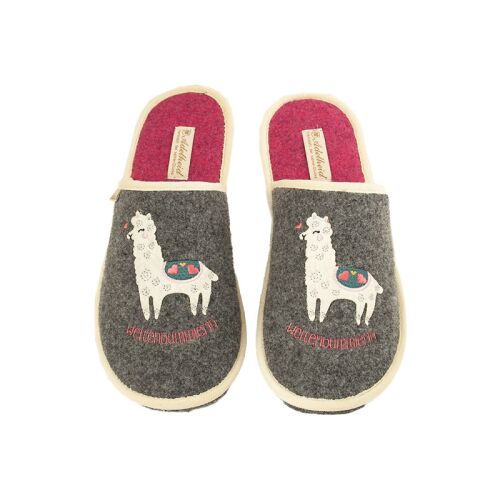 Adelheid Damen Filzpantoffel Weltenbummlerin mausgrau 42/43