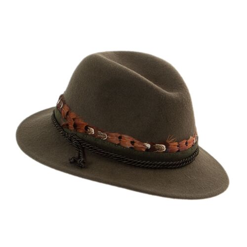Lodenhut Damen Jagdhut mit Federn & Kordel