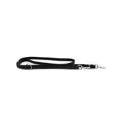 Das Lederband Hunde Führleine Weinheim mit Flechtung Black  Länge 200 cm, Breite 12 mm