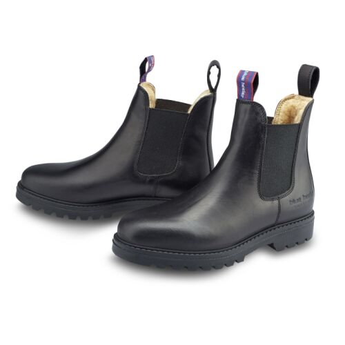 Blue Heeler Chelsea Boots Jackaroo mit Lammfell Schwarz 44