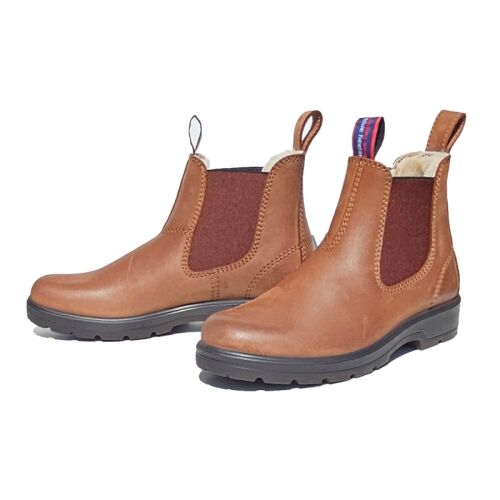Blue Heeler Damen Chelsea Boots Brisbane mit Lammfell Cognac 37