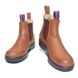 Blue Heeler Damen Chelsea Boots Brisbane mit Lammfell Cognac 37