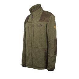 Hubertus Herren Fleecejacke mit Bes&auml;tzen Oliv/Braun 7XL
