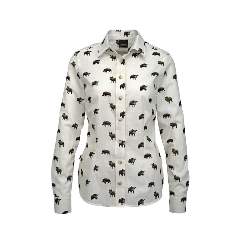 Skogen Damen Bluse Schwein 1/1 Arm Weiß 46